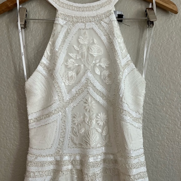 NWOT  Tell Me Everything White Beaded Sequin Wide-Leg Jumpsuit - Picture 5 of 7